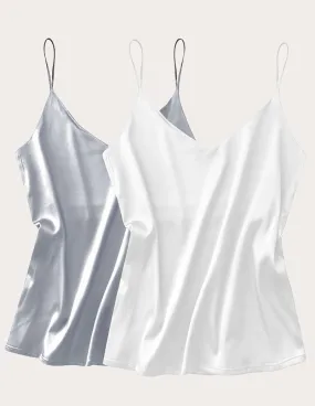 2 Pack Basic Satin Tank Top