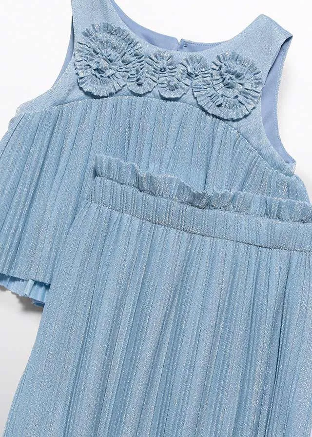 Abel & Lula Girls Sky Blue Pleated Knit Skirt Set
