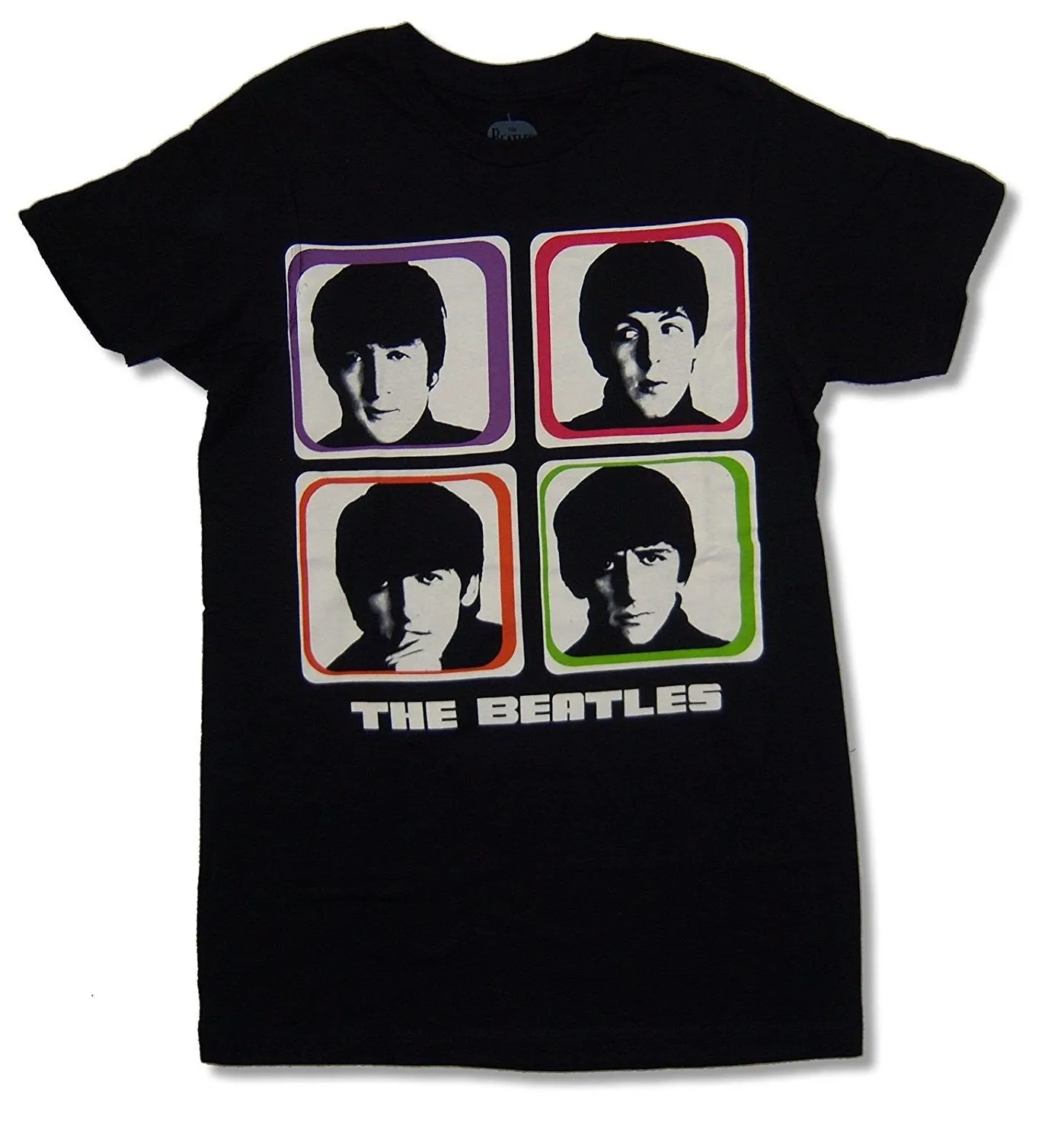 Beatles Color Blocks Men's Slimfit T-Shirt, Black (Small)