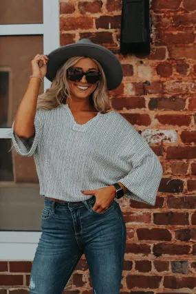 Black & Ivory Textured Stripe Knit Top