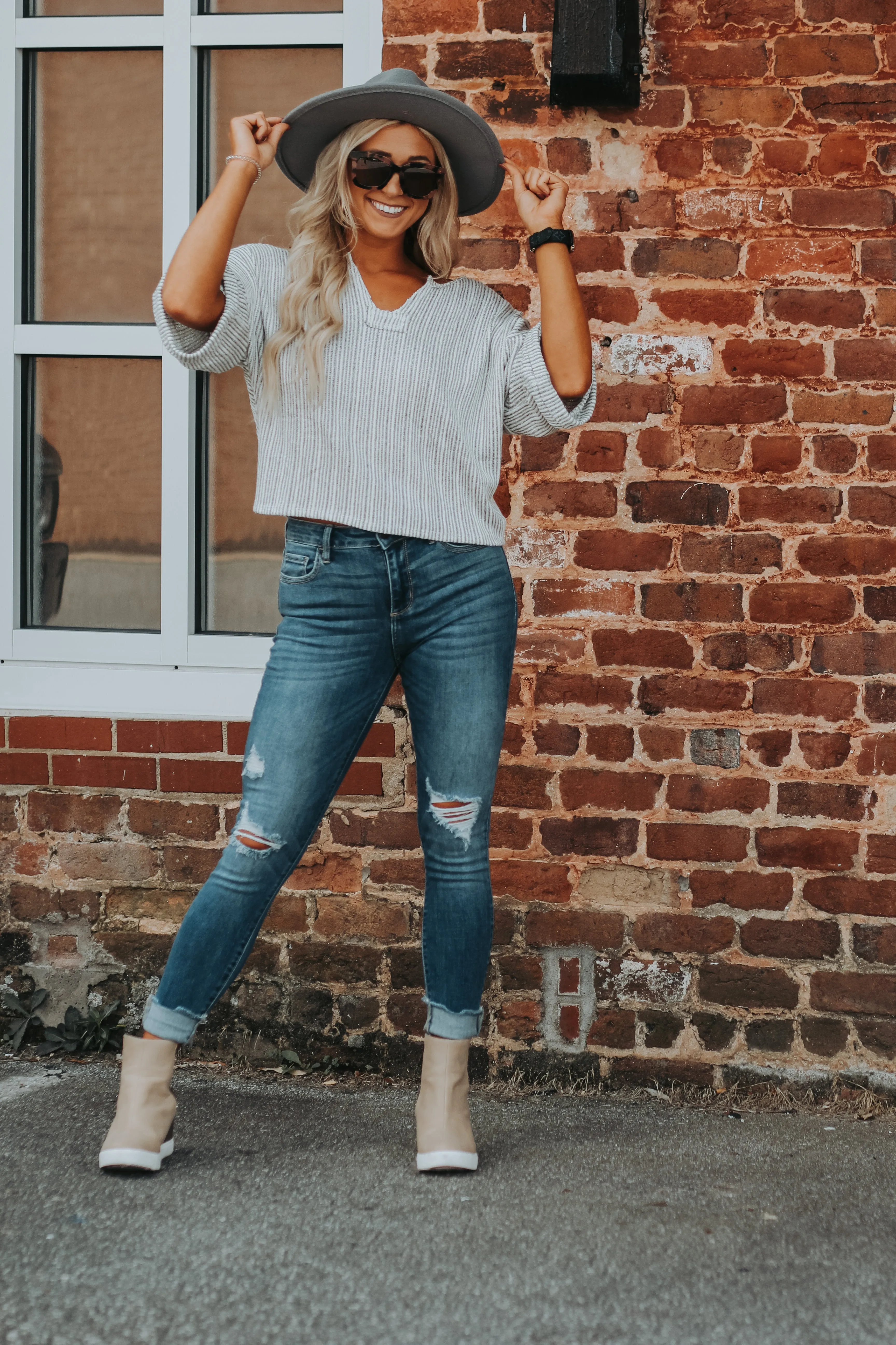 Black & Ivory Textured Stripe Knit Top