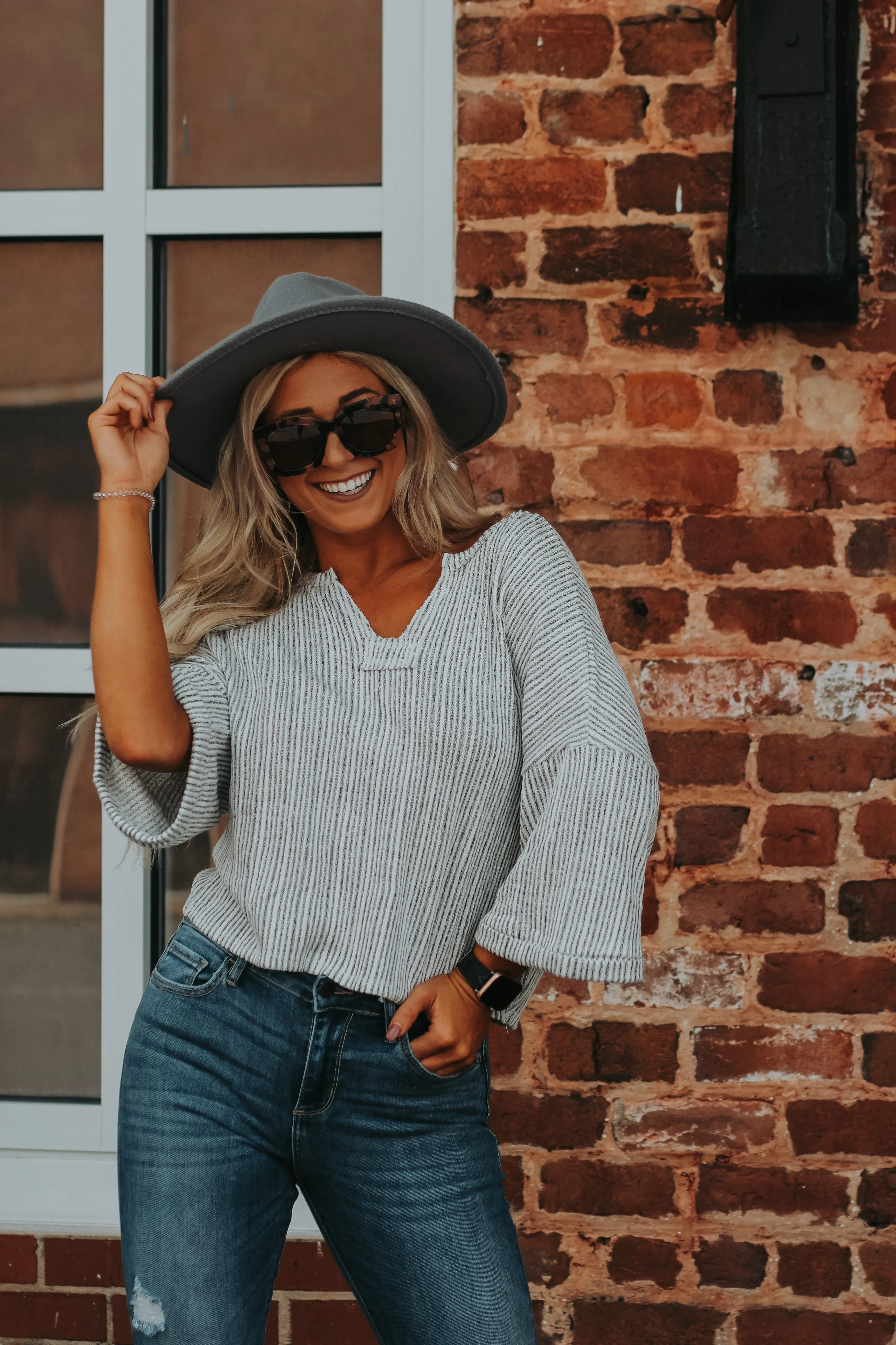 Black & Ivory Textured Stripe Knit Top