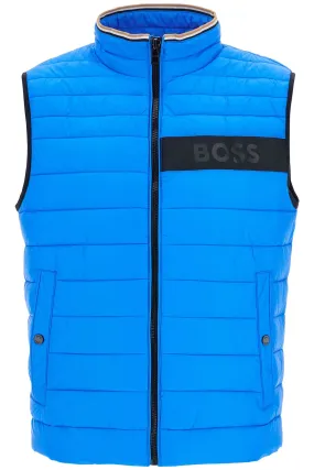 bright blue quilted gilet with high collar and zip 50464300 BRIGHT BLUE