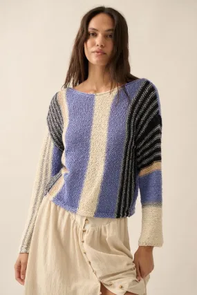 Colorblock Striped Boatneck Sweater