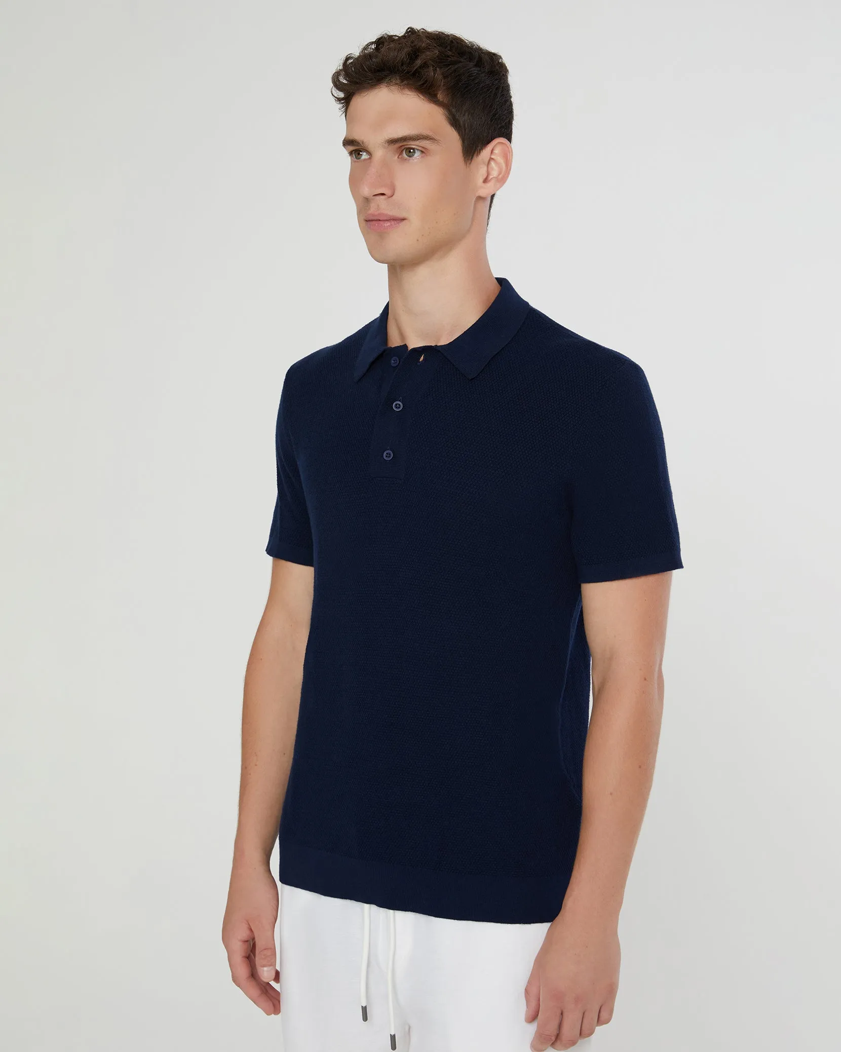 Cotton Textured Knit Polo