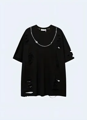 Distressed T-shirt with Chain