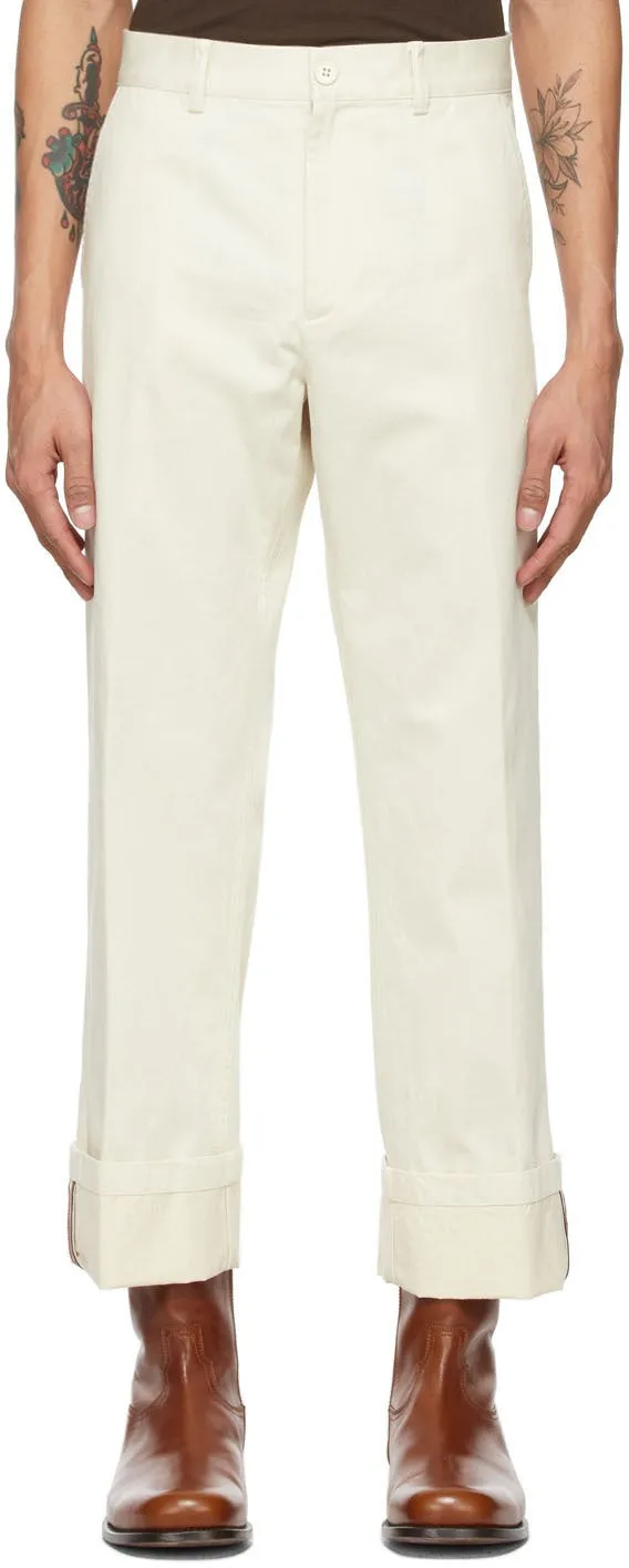 Dries Van Noten Off-White Cotton Trousers
