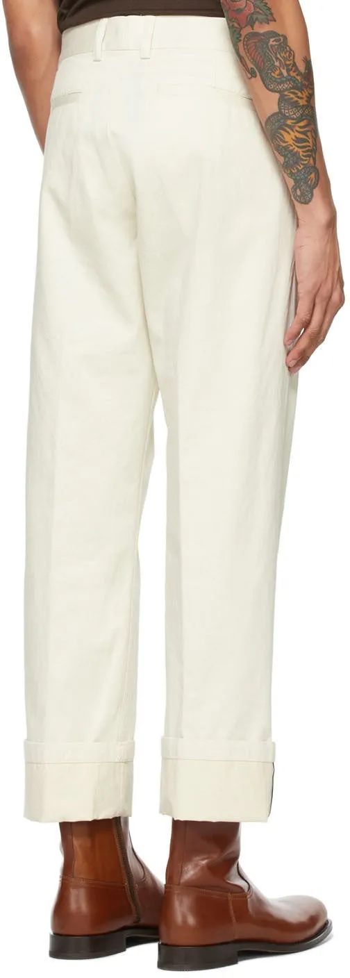 Dries Van Noten Off-White Cotton Trousers