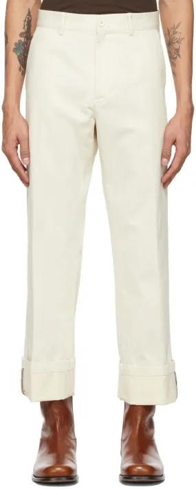 Dries Van Noten Off-White Cotton Trousers