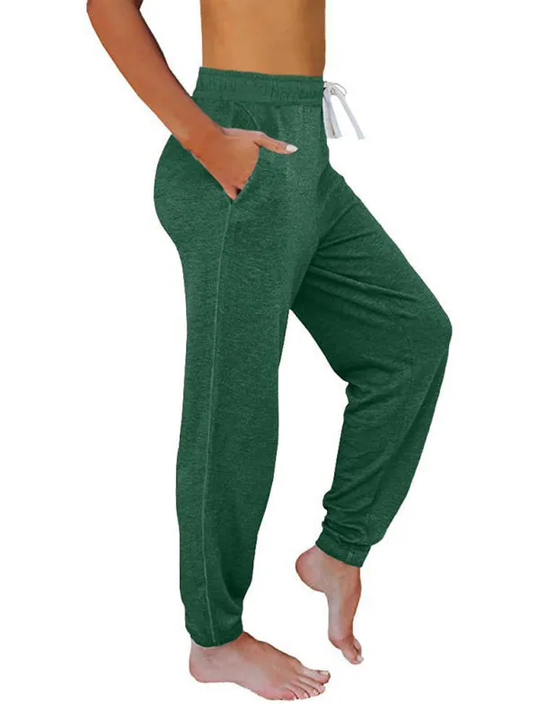 Elora Women's Solid Color Casual Loose Pocket High Waist Cropped Pants