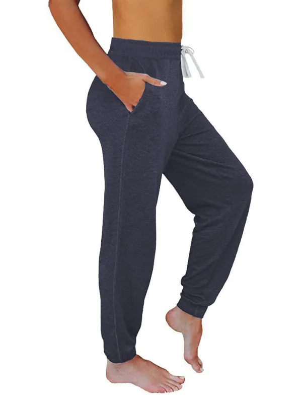 Elora Women's Solid Color Casual Loose Pocket High Waist Cropped Pants