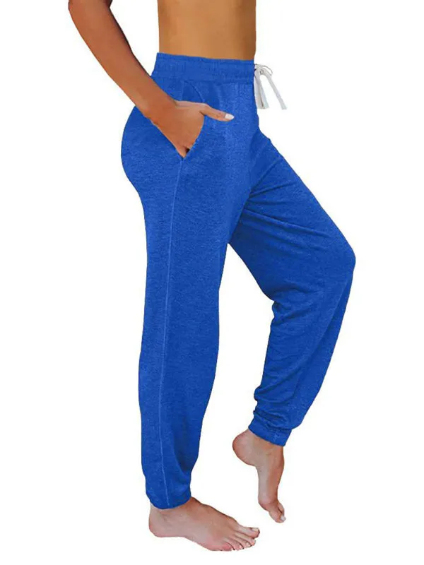Elora Women's Solid Color Casual Loose Pocket High Waist Cropped Pants