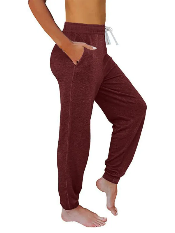 Elora Women's Solid Color Casual Loose Pocket High Waist Cropped Pants