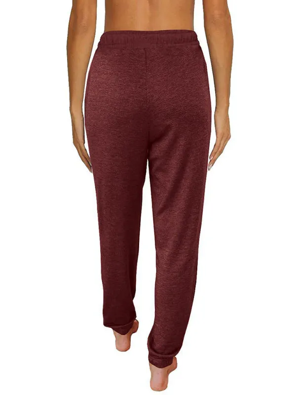 Elora Women's Solid Color Casual Loose Pocket High Waist Cropped Pants