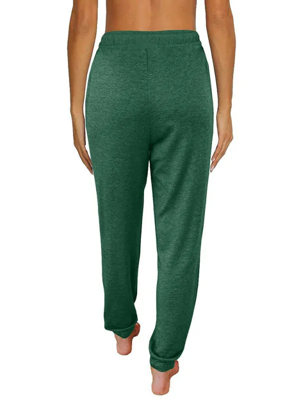 Elora Women's Solid Color Casual Loose Pocket High Waist Cropped Pants