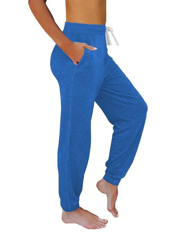 Elora Women's Solid Color Casual Loose Pocket High Waist Cropped Pants