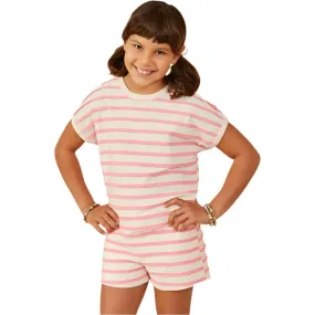 Girl's Ruffle Textured Stripe Knit Dolman Top GY9179