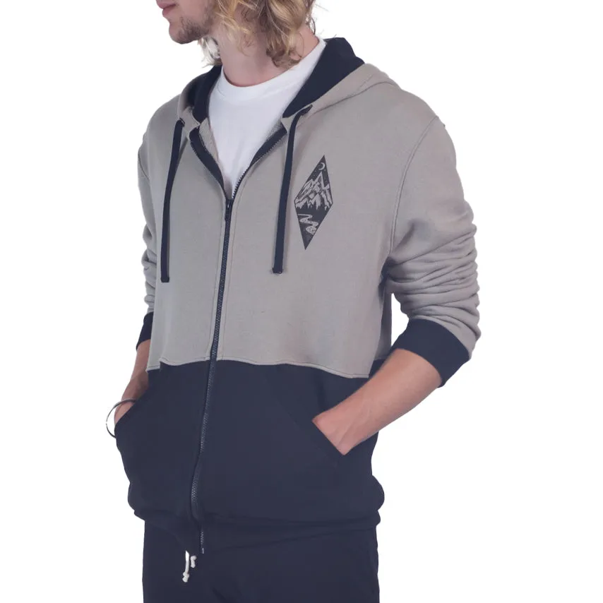 Graphic Color Block Zip Hoodie