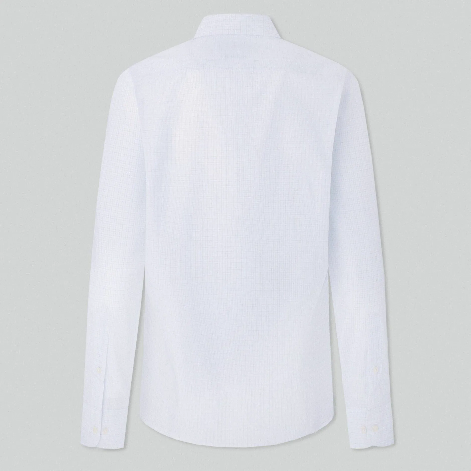 Hackett Brushed Tattersall Slim Fit Shirt in White/Navy