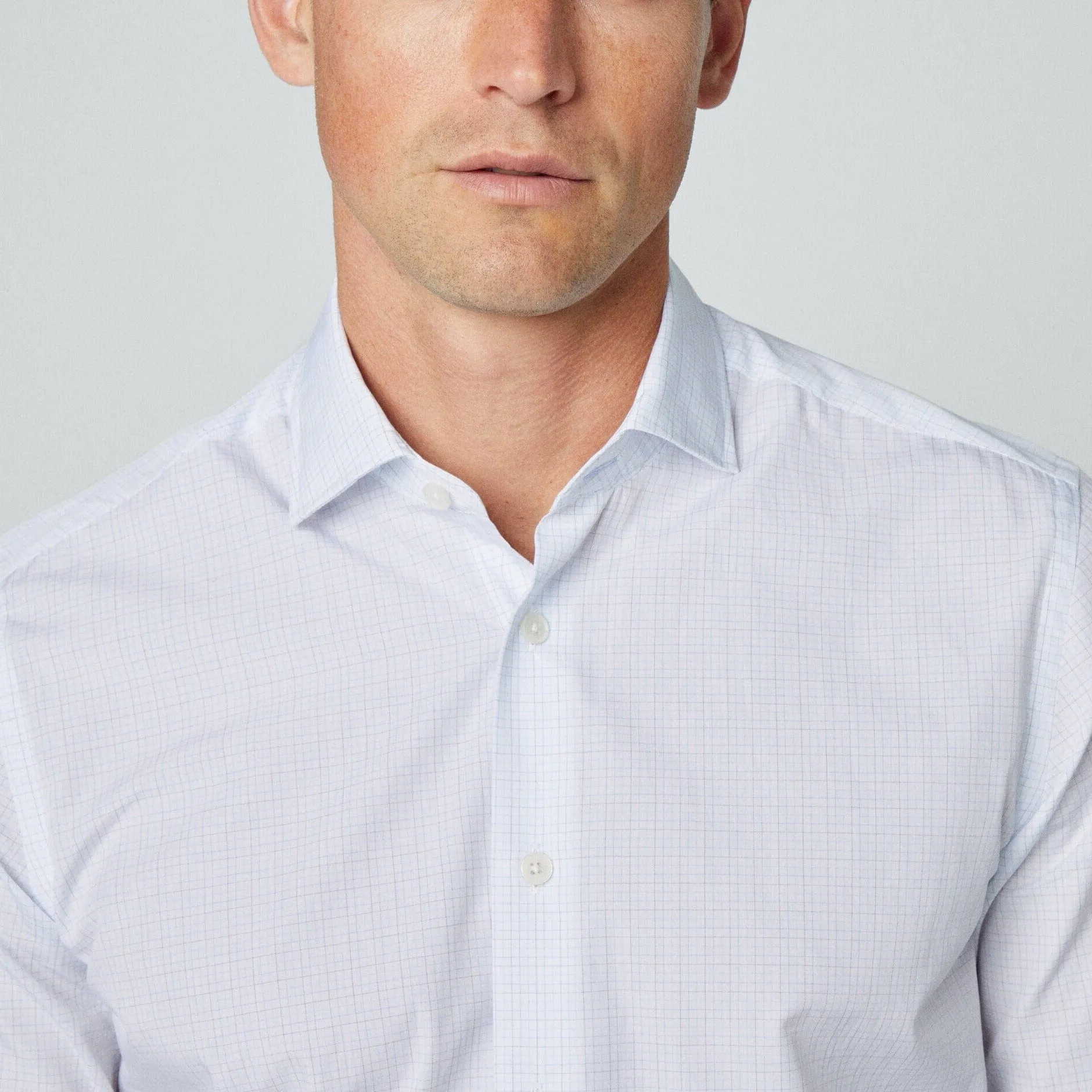 Hackett Brushed Tattersall Slim Fit Shirt in White/Navy