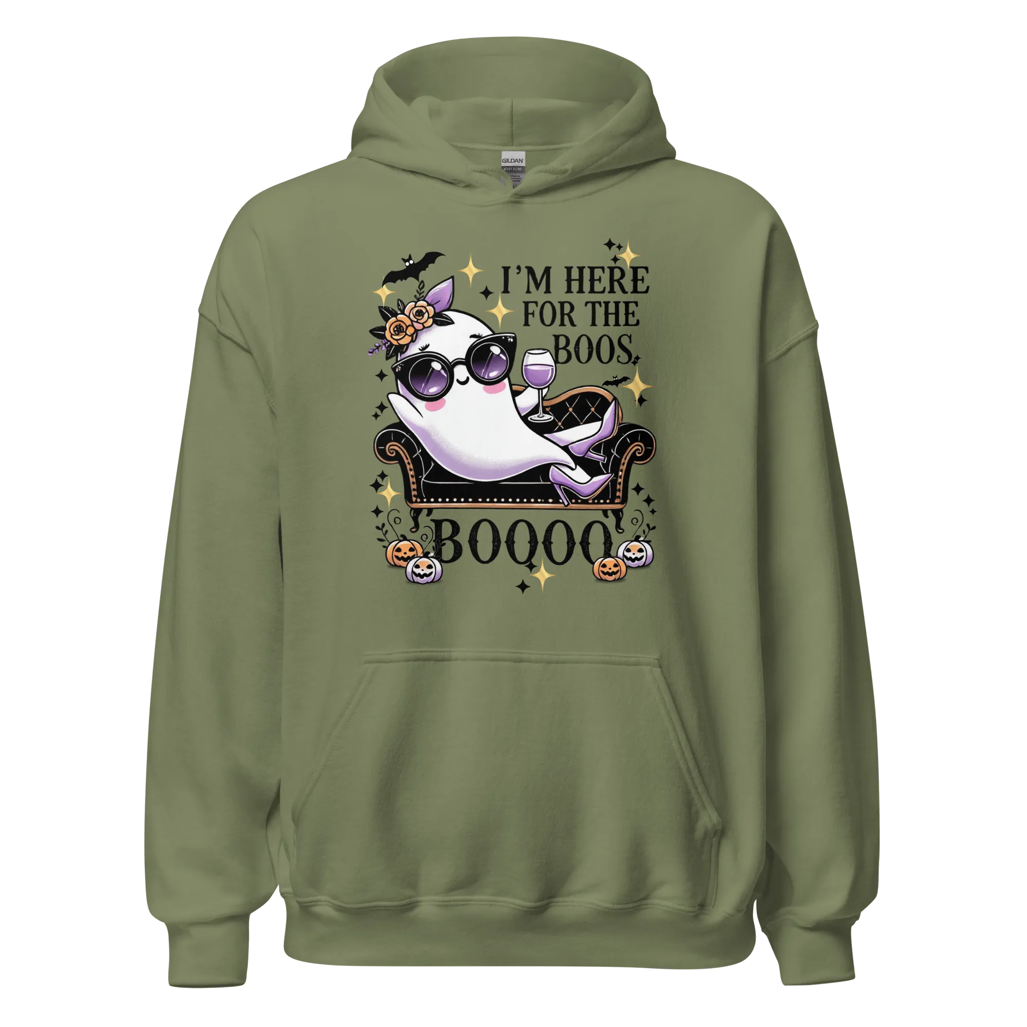 I'm Here For The Boos - Halloween Hoodie - Fun Ghost Halloween Hoodie