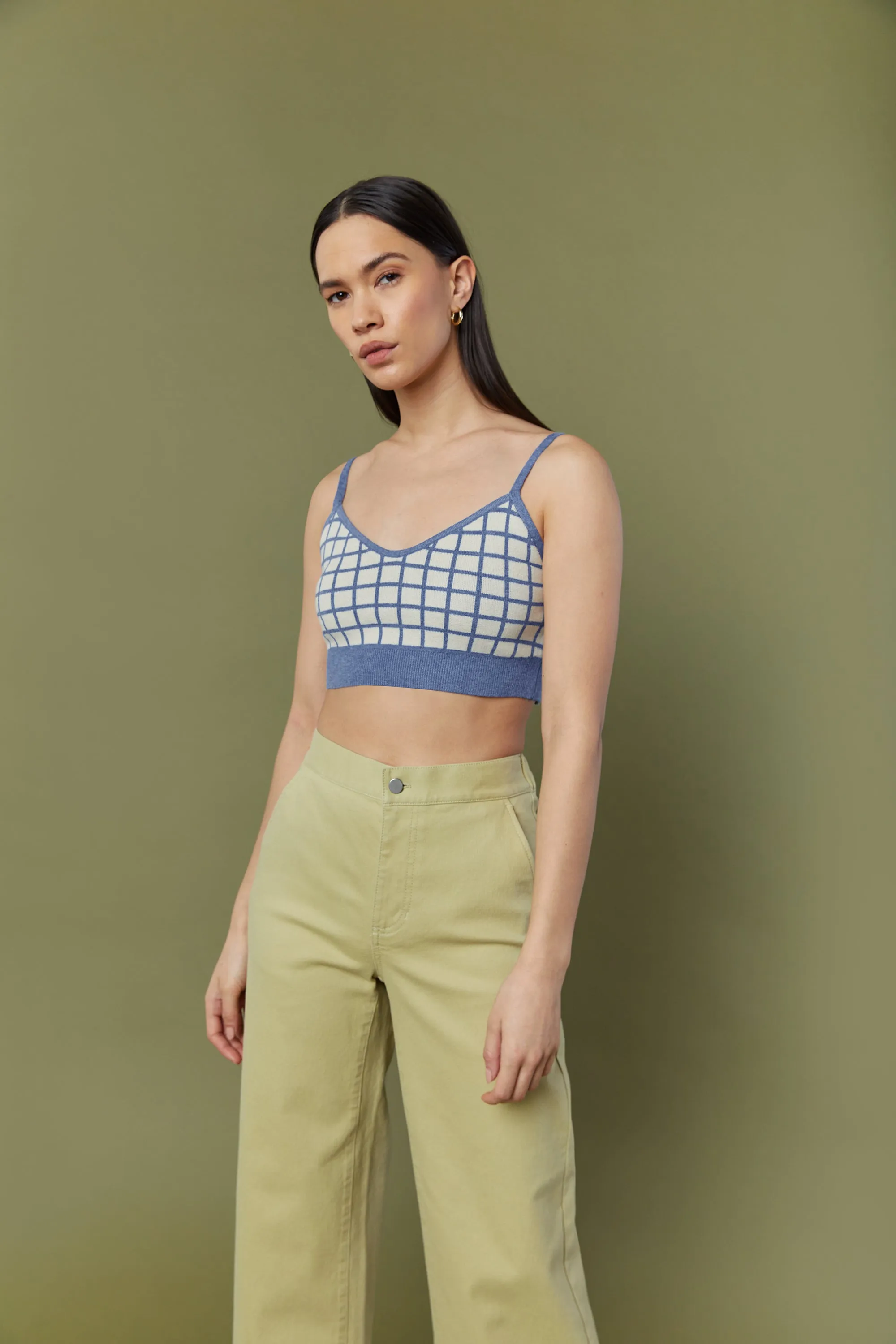 KNIT BRALETTE WITH GRID PATTERN