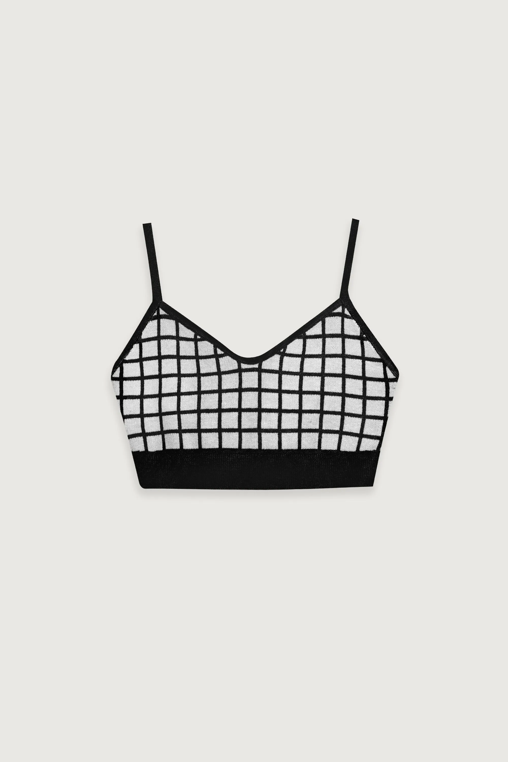 KNIT BRALETTE WITH GRID PATTERN