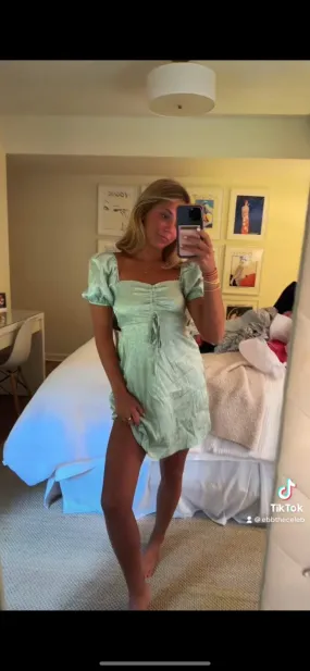 Light Green Silk sinch dress