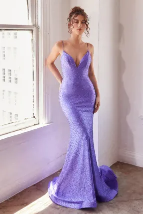 Lilac Glitter Printed Fitted Dress
