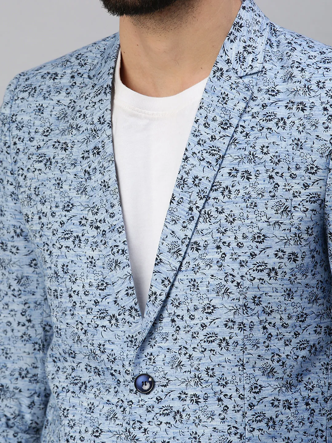 Men Blue Printed Party Blazers