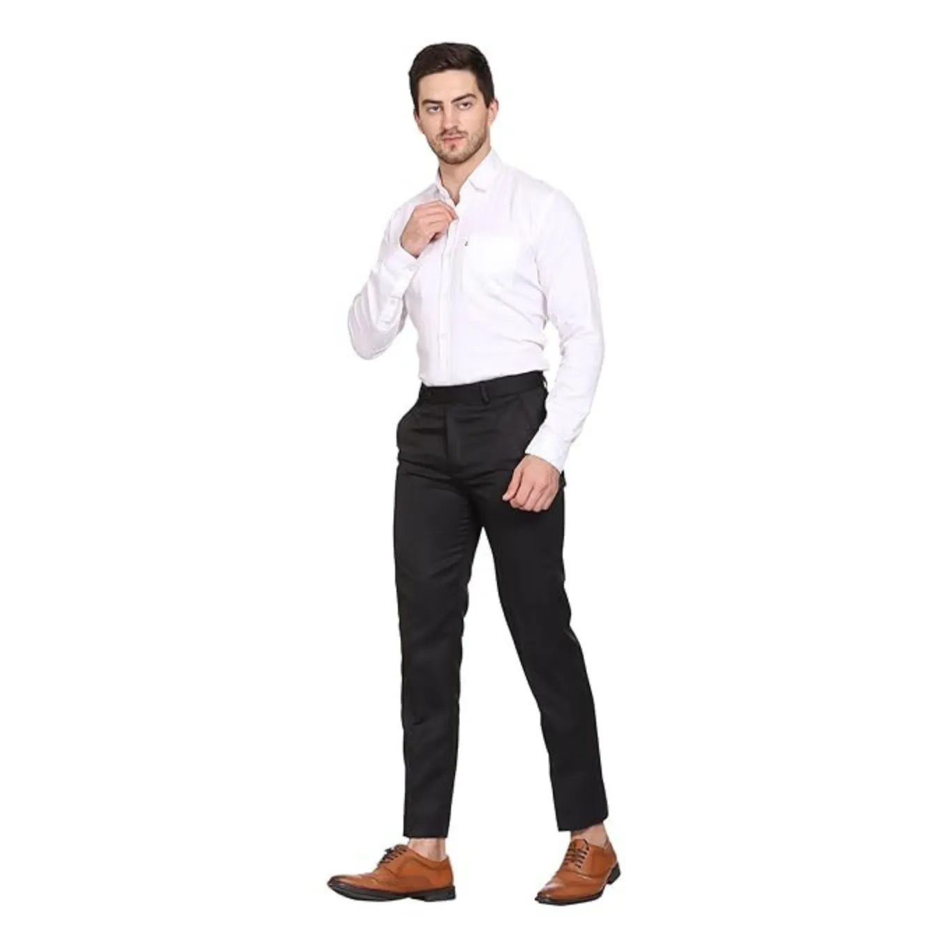 Men's Casual Trousers | Slim Fit Formal Pants for Men | Stylish Trousers for Men | Comfortable Office Wear Pants - Black - PANT_XL