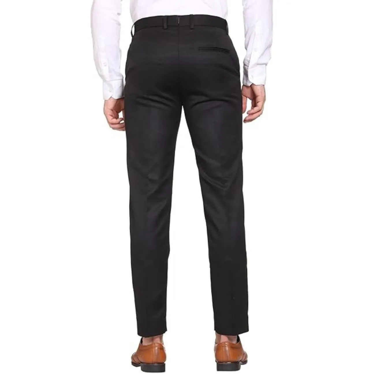 Men's Casual Trousers | Slim Fit Formal Pants for Men | Stylish Trousers for Men | Comfortable Office Wear Pants - Black - PANT_XL