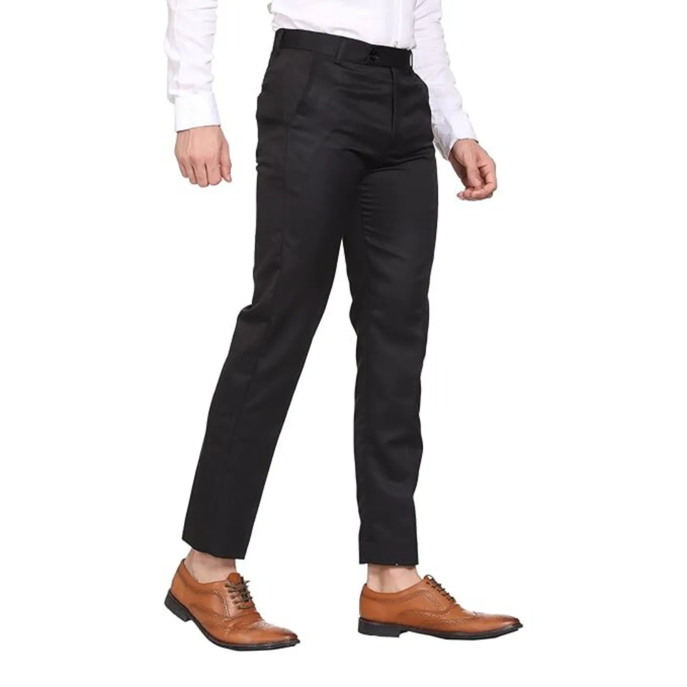 Men's Casual Trousers | Slim Fit Formal Pants for Men | Stylish Trousers for Men | Comfortable Office Wear Pants - Black - PANT_XL