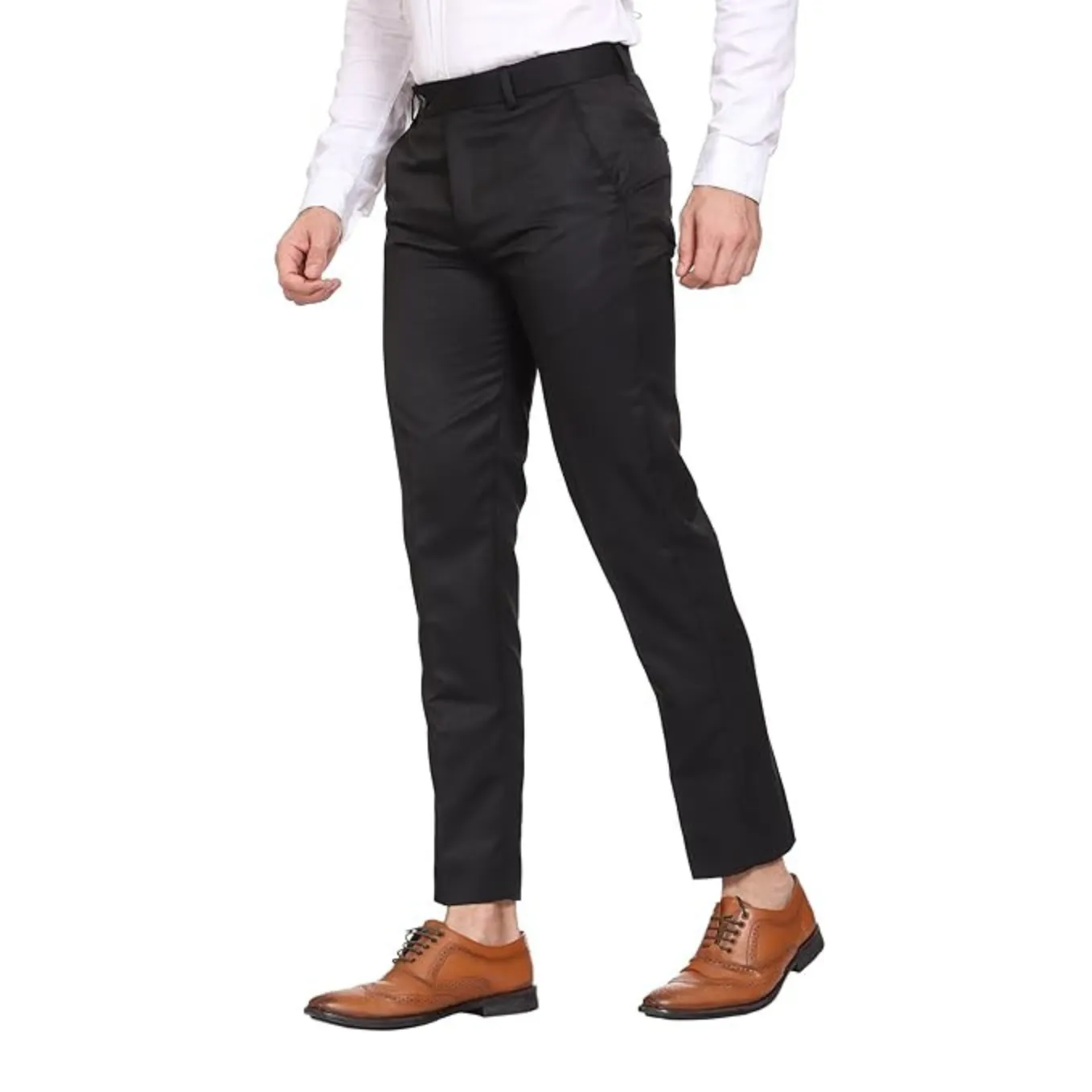 Men's Casual Trousers | Slim Fit Formal Pants for Men | Stylish Trousers for Men | Comfortable Office Wear Pants - Black - PANT_XL