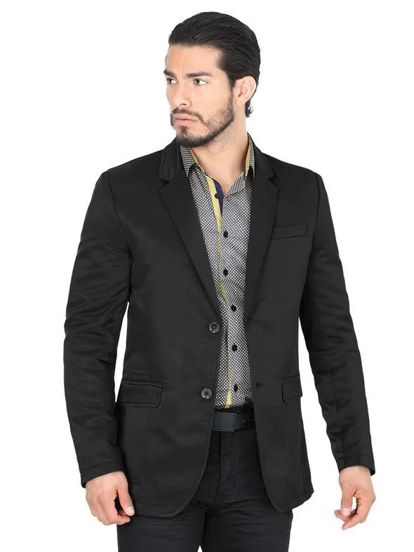 Modern Regular Fit Cut Fabric Whit Design Blazer - Black