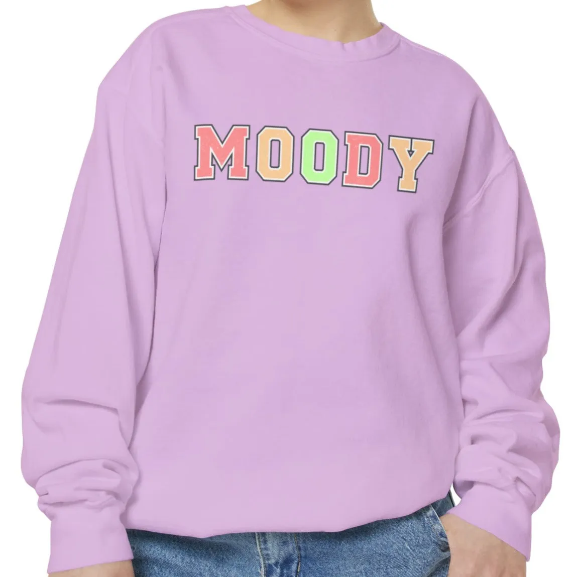 Moody Magic: Women's Comfort Color Sweatshirt for Cozy and Trendy Vibes