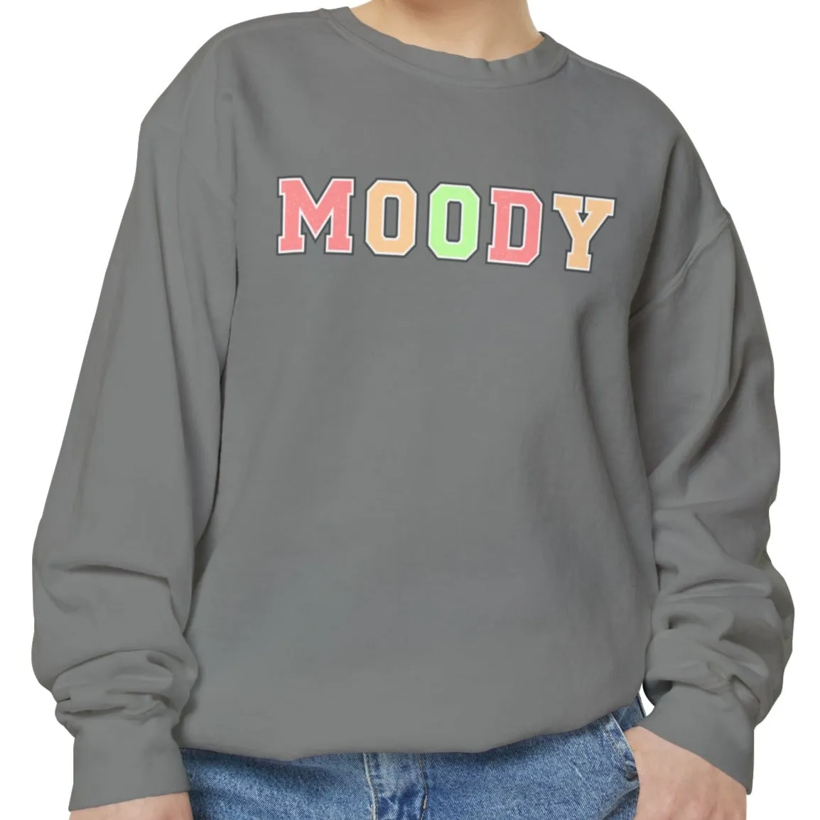 Moody Magic: Women's Comfort Color Sweatshirt for Cozy and Trendy Vibes