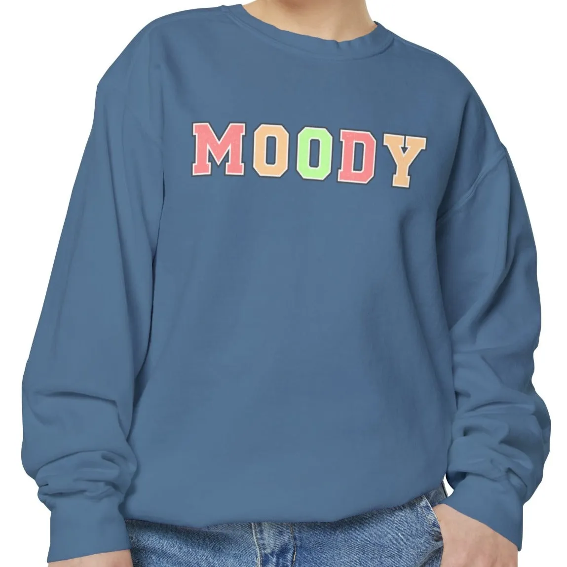 Moody Magic: Women's Comfort Color Sweatshirt for Cozy and Trendy Vibes