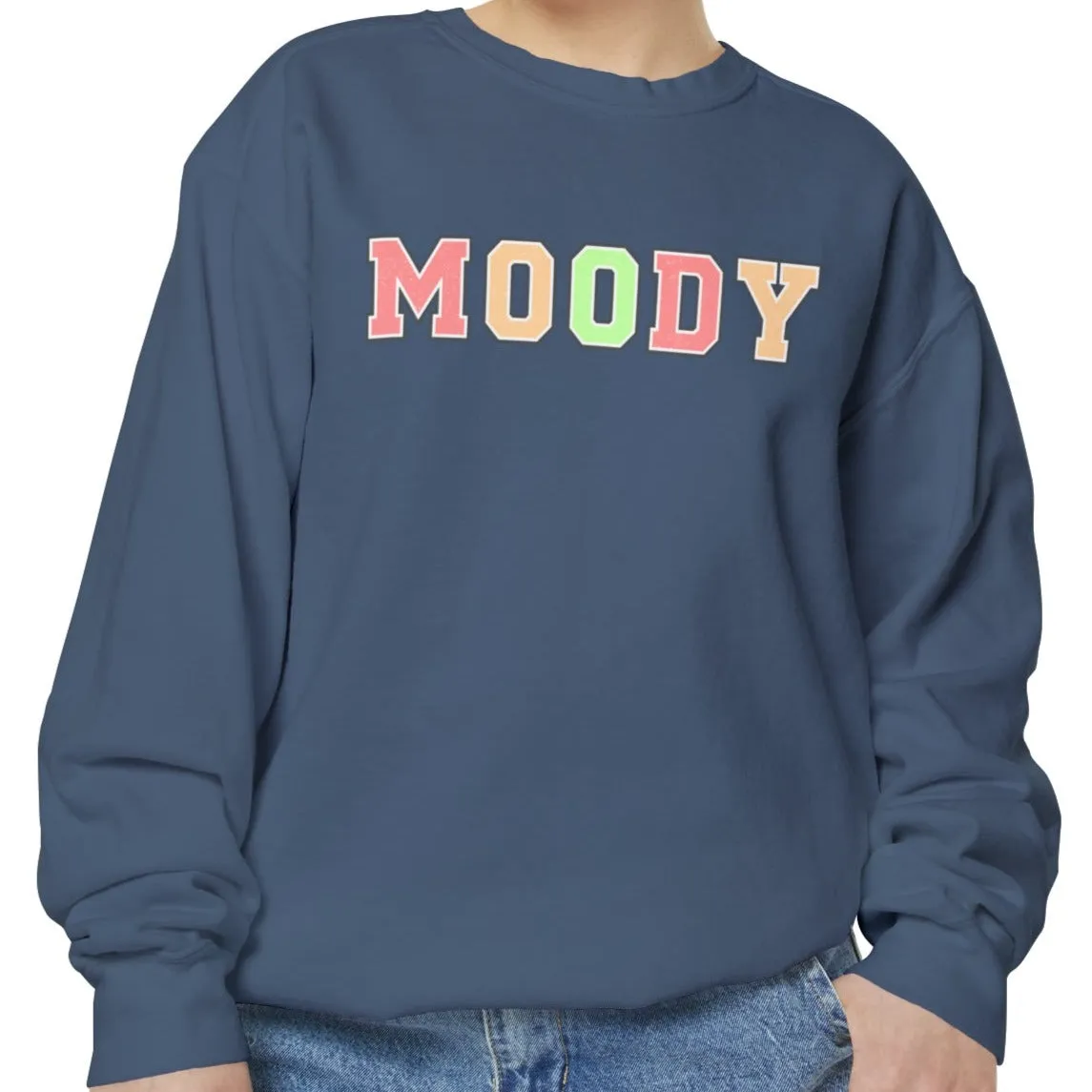 Moody Magic: Women's Comfort Color Sweatshirt for Cozy and Trendy Vibes