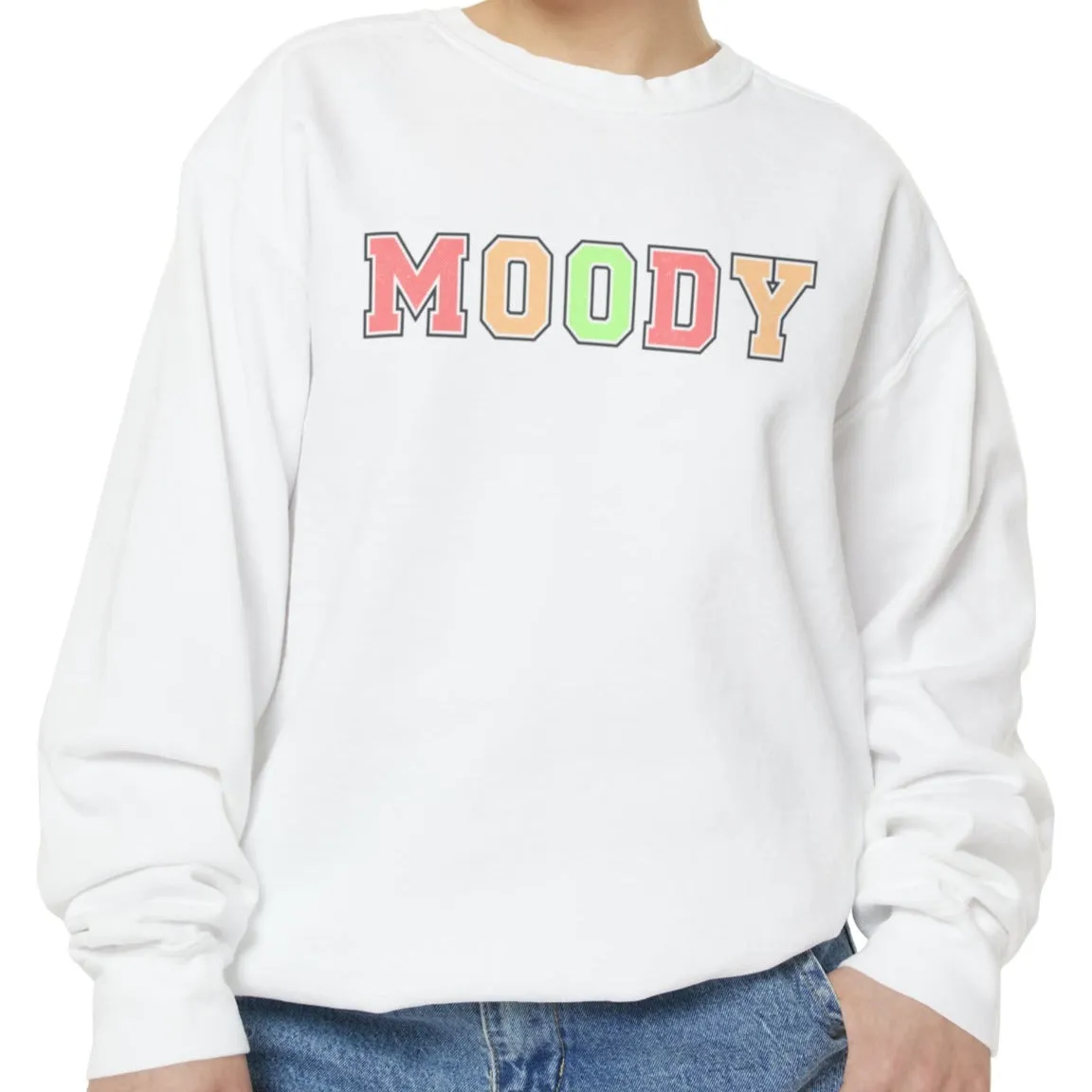 Moody Magic: Women's Comfort Color Sweatshirt for Cozy and Trendy Vibes