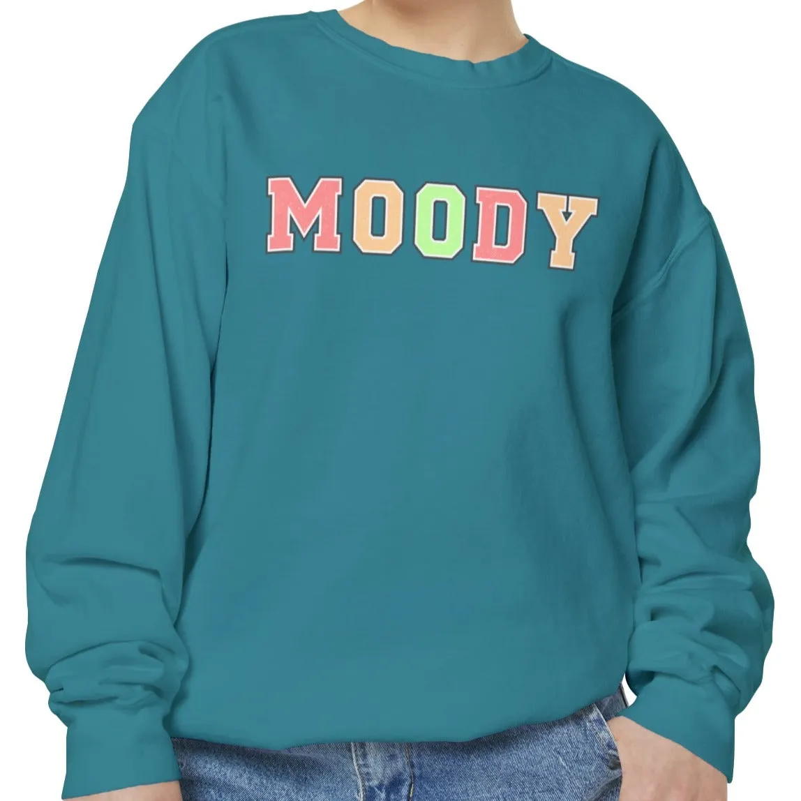 Moody Magic: Women's Comfort Color Sweatshirt for Cozy and Trendy Vibes