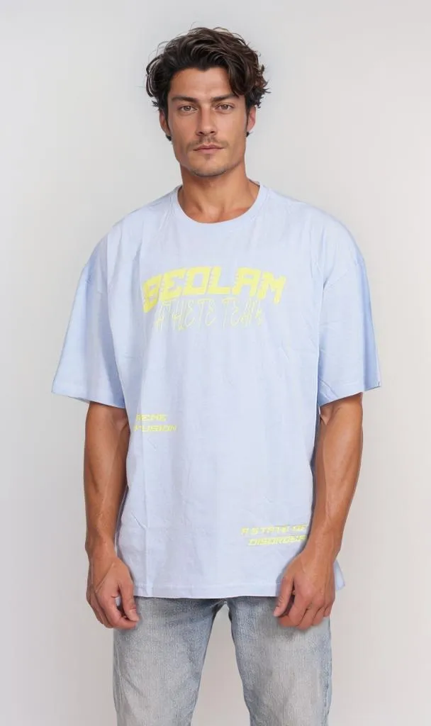 O204265 - Bold Typography T-Shirt  Light Blue