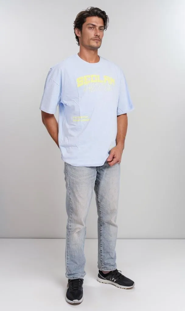 O204265 - Bold Typography T-Shirt  Light Blue