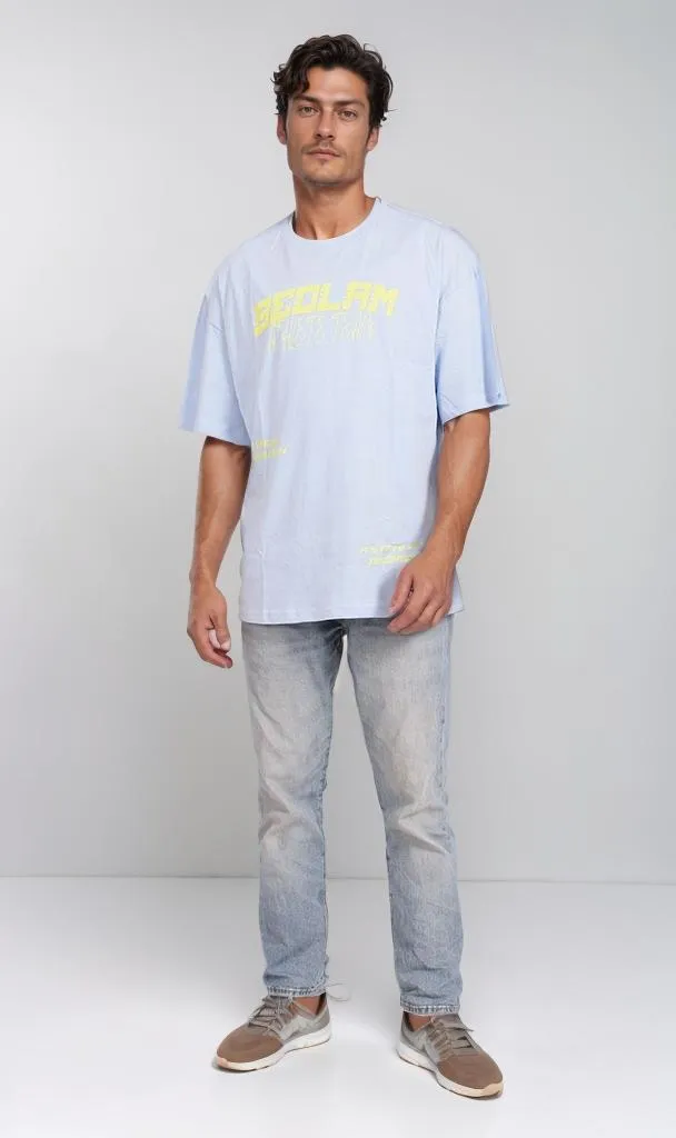 O204265 - Bold Typography T-Shirt  Light Blue