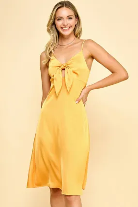 Orange Front Tie Midi Dress