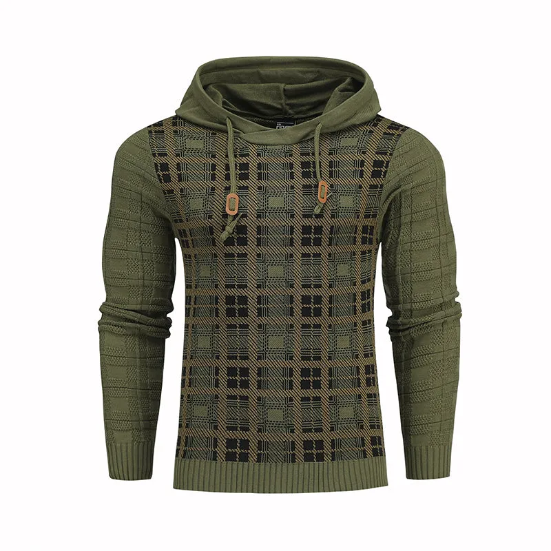 Pullover Plaid Image Multi-Color Lines Men Hoodies