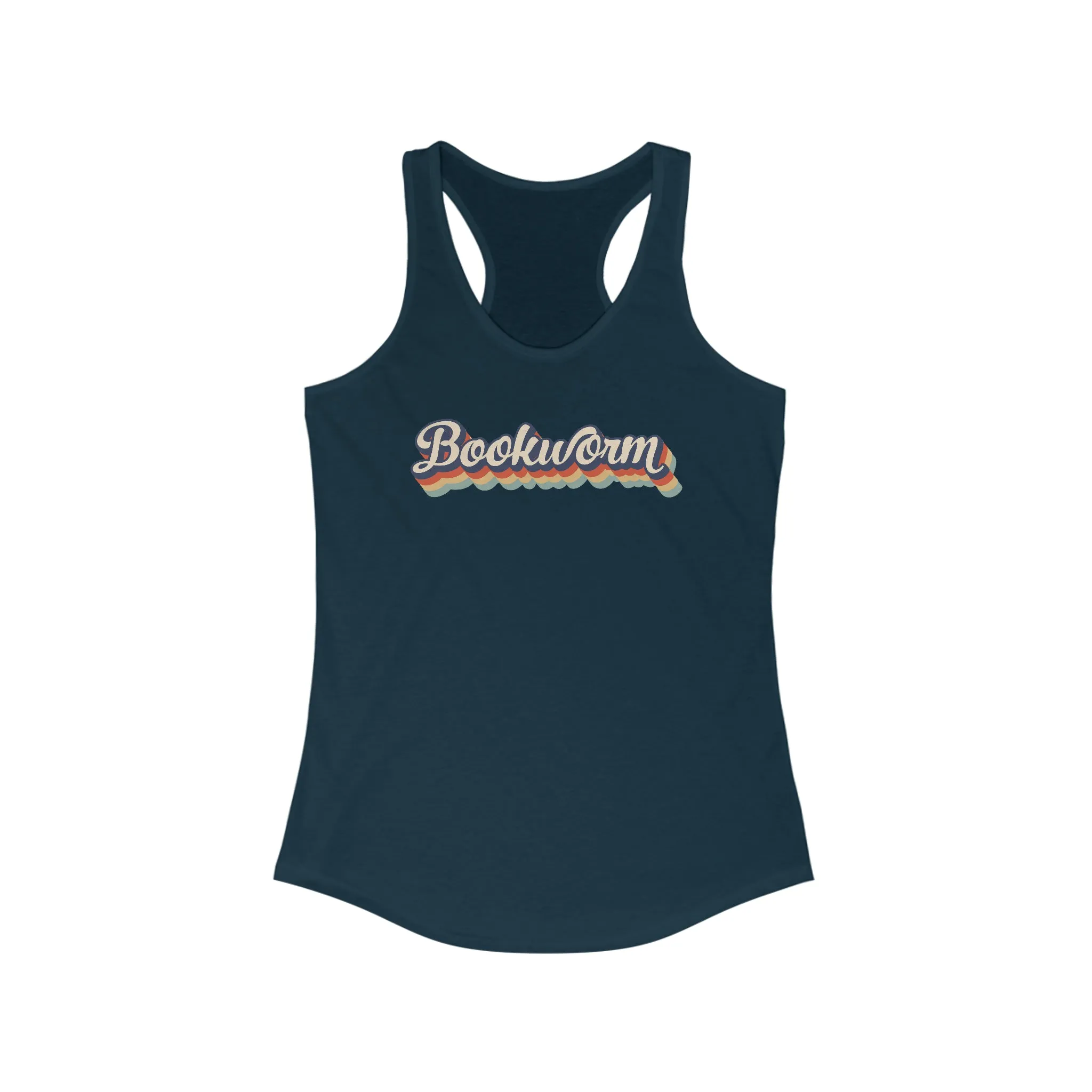 Retro Bookworm Book Lover Shirt | Bookish Gift | Women's Slim-fit Ideal Racerback Tank Top