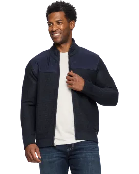 RHINELAND FLEECE-LINED MIXED MEDIA FULL-ZIP SWEATER
