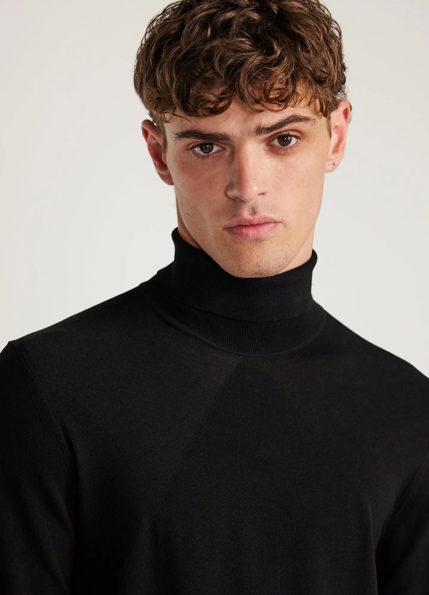 Roll Neck Tech Knit Sweater Black