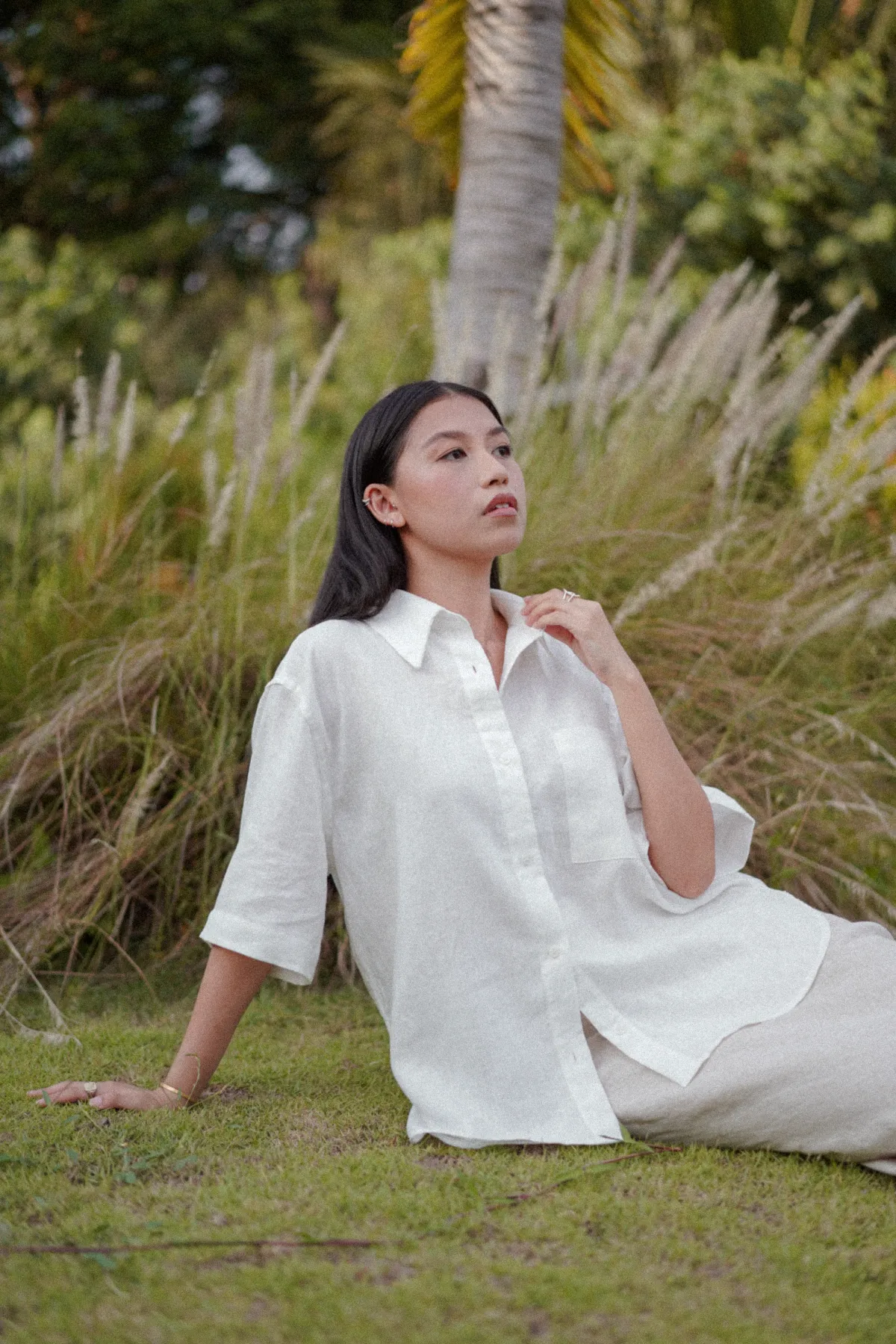 Saturday Short Sleeve Linen Shirt in White